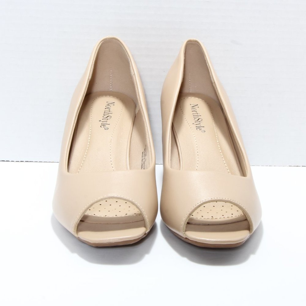 NorthStyle Tan Open Toe Pumps Size 8.5 EU 39 - Picture 3 of 10